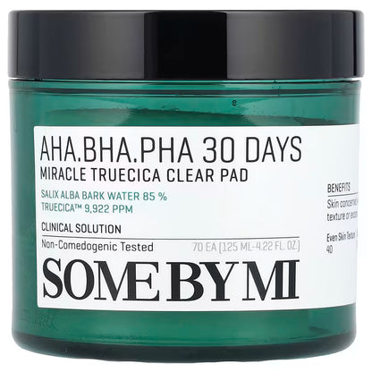 Some By Mi - AHA/BHA/PHA, 30 Days Miracle Truecica Clear Pad | 125ml (Origi)